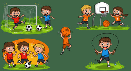 Children Playing Outdoor Sports