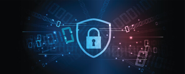 Cyber security neon lock protect data
