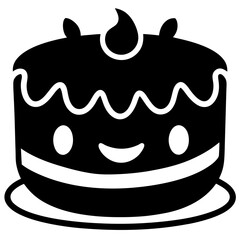 Cake with Dripping Honey Silhouette Vector Illustration on White Background