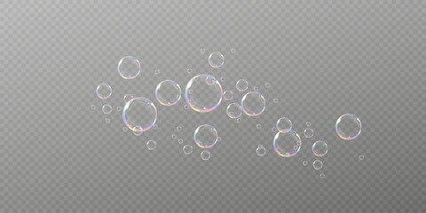  Rainbow Reflections: Realistic Soap Bubbles Collection.