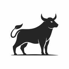 Best Cattle Sell Logo: Bull Silhouette Vector on White Background - Stock Illustration