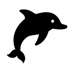 Fototapeta premium Cute Dolphin Silhouette Vector Illustration on White Background