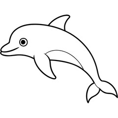 Obraz premium Cute Dolphin Silhouette Vector Illustration on White Background
