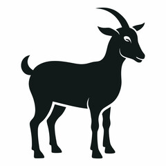 Goat Vector Silhouette on White Background – High-Quality Illustration