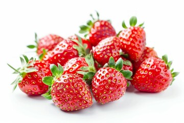 Fresh strawberries on white background. Neural network AI generated