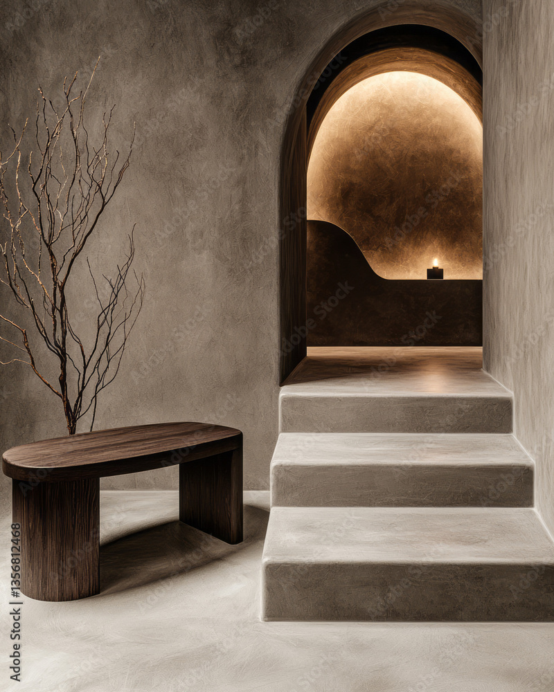 Poster a moody soft-focused space where light gradients and smooth textures create an elegant minimalist