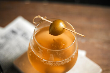 A glass of homemade Umeshu Plum Wine with soda