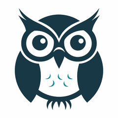 Minimalist Owl Silhouette Logo with Expressive Eyes – Vector Illustration