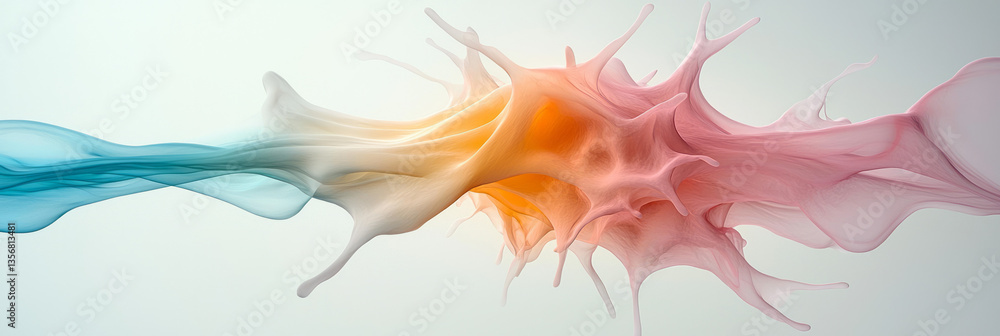 Poster an explosion of color and light representing cognitive energy, captured in a flowing synaptic