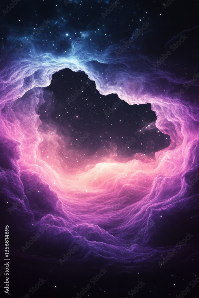 Poster a dreamlike celestial composition of random artistic lines, dissolving into a vast starry void,