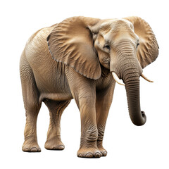 Obraz premium adult elephant with tusks looking at camera, isolate on transparent background