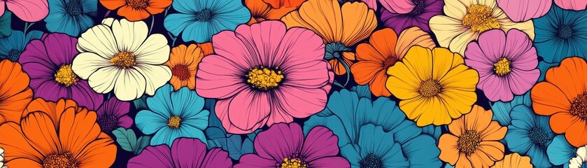 Vibrant Colorful Floral Pattern Background