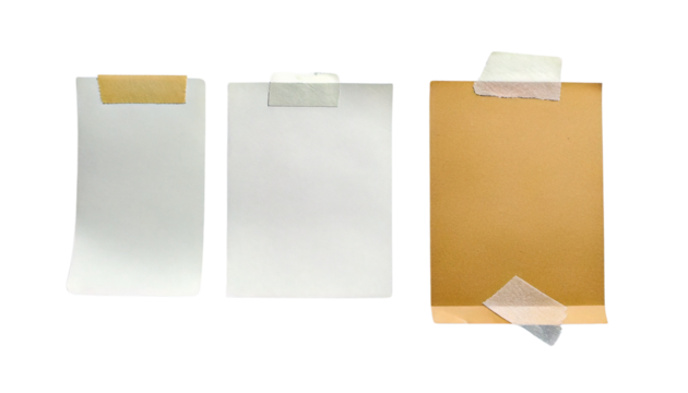 Paper message note reminder blank background office business white empty page label adhesive isolated on transparent white background. 
