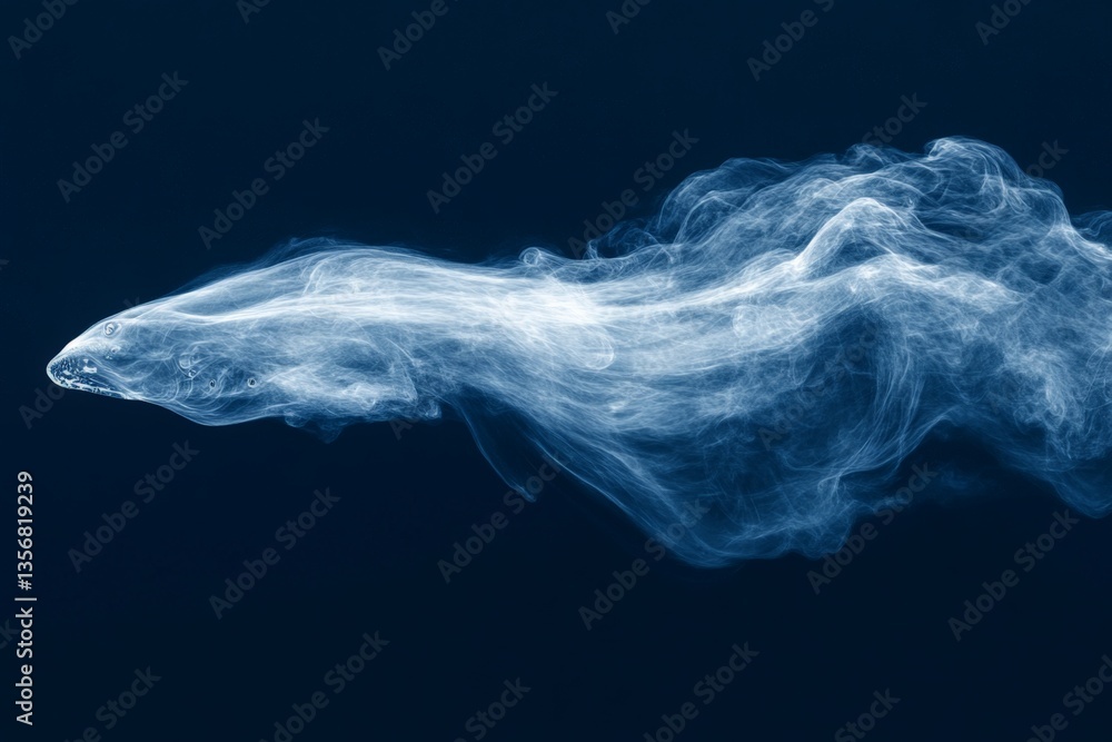 Aufkleber Mysterious underwater creature gracefully gliding through deep blue waters in a captivating display of fluid motion