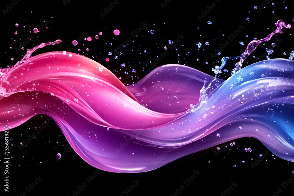 Fototapete flowing waves of pink and blue liquid create an abstract design bursting with energy and movement ag