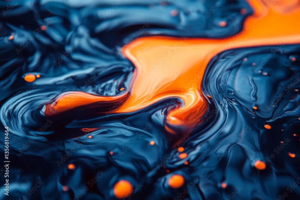 Leinwandbilder colorful swirls of orange and blue paint create a striking abstract pattern in a creative studio set