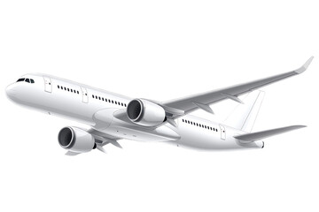 Obraz premium Commercial jet airliner in angled ascent view isolated. AI generated..
