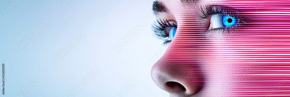 Aufkleber a futuristic digital face made of symmetrical geometric shapes, pulsing with vibrant light patterns,