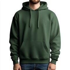 Olive Green Hoodie Mockup on Man - Casual Fashion, Comfortable Outfit, Style Inspiration
