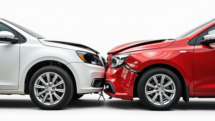 Car collision concept showcasing two vehicles with visible damage, emphasizing importance of car insurance for protection
