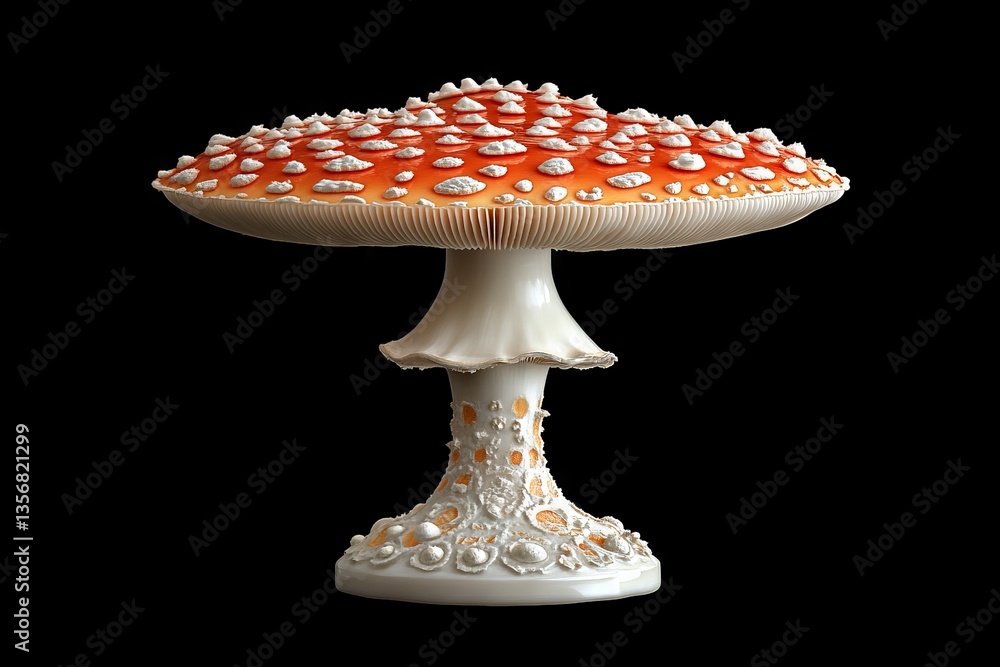 Aufkleber colorful mushroom sculpture displayed on a dark background showcasing intricate details and vibrant 