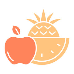Fruits Icon. Apple and Pineapple Symbol. Illustration for Healthy Food and Nutrition Concept.