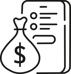 Money crime sign. Cash money, loan and mortgage outline icon