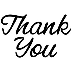 Naklejka premium Cursive thank you text in black script isolated on white 