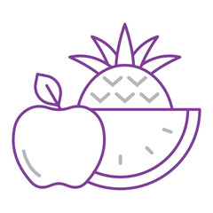 Fruits Icon. Apple and Pineapple Symbol. Illustration for Healthy Food and Nutrition Concept.