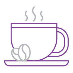 Coffee Icon. Coffee Cup and Beans Symbol. Illustration for Hot Beverage and Energy Boost Concept.
