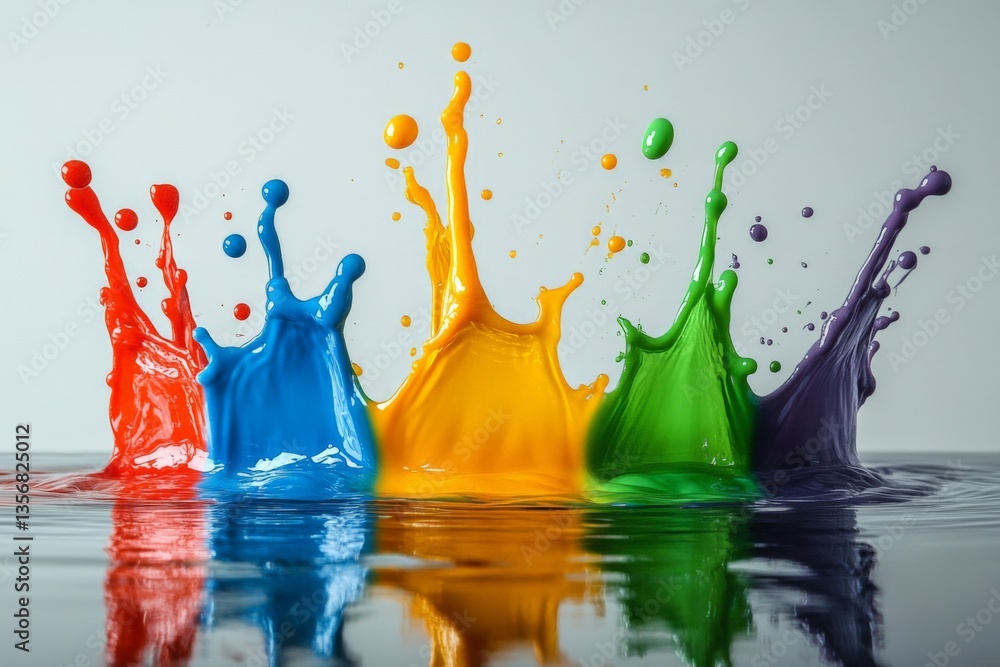 Fototapete vibrant splashes of colored liquid create mesmerizing patterns in a still water surface