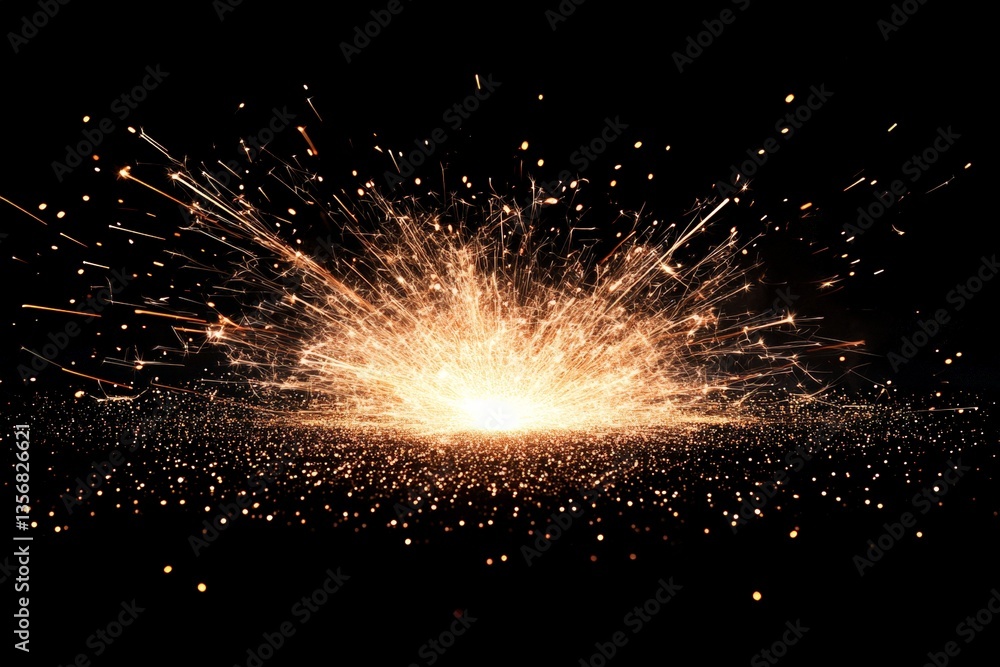 Leinwandbilder bright explosion of sparks and particles creating a vivid display against a dark backdrop at night