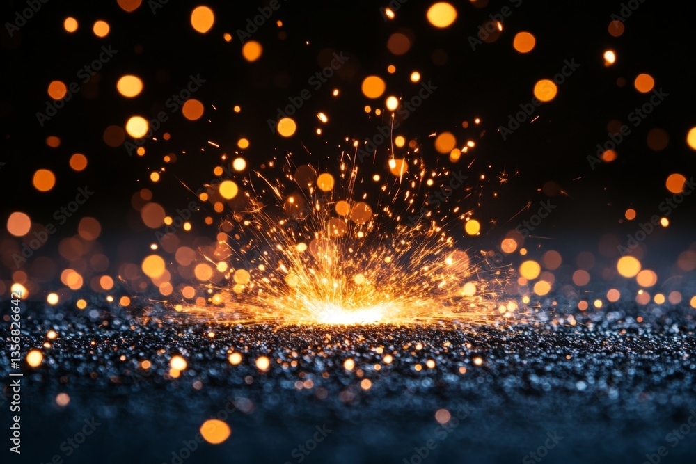 Poster bright sparks erupting from a surface create a stunning visual display during a nighttime event