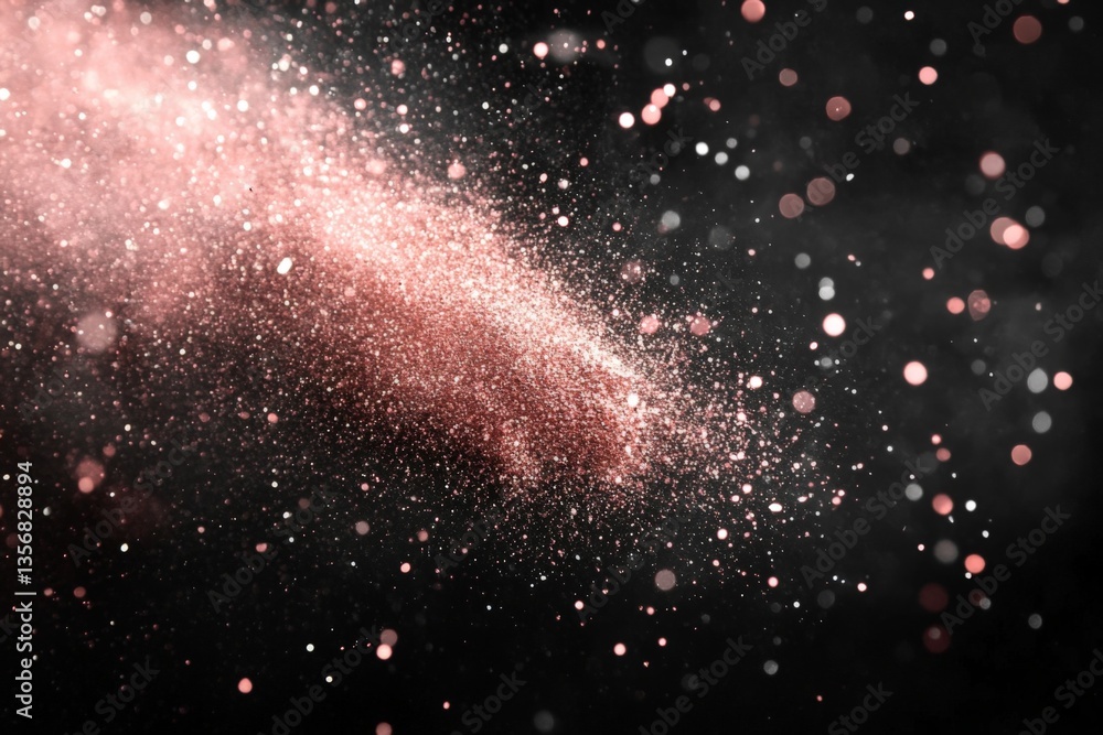 Aufkleber Sparkling dust swirls in the air, creating a mesmerizing display of color against a dark backdrop at night