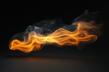 Fototapeta premium Colorful swirling smoke effect in dark background highlighting fluid shapes and movement