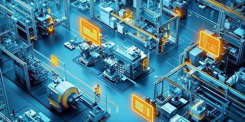 industry 4.0, Factory Industrial Engineer working with automation robot arms machine in intelligent factory, Finest generative AI