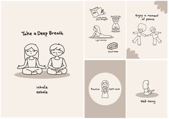 Wellbeing, Mental health awareness and selflove | vector file