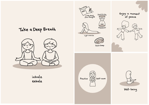 Wellbeing, Mental health awareness and selflove | vector file