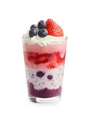 yogurt with berries smoothie in clear glass
