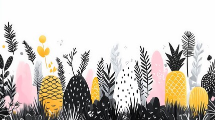 Naklejka premium Abstract tropical pineapple pattern.