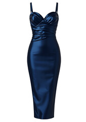 PNG Elegant midnight blue satin cocktail dress isolated white and transparent background