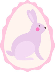 Cute simple pastel colors Easter egg with bunny in whimsical frame isolated vector illustration