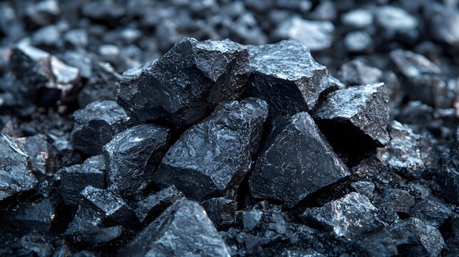 Realistic photo of a pile of antimony coal reserves with detailed texture and ideal for powerpoint background