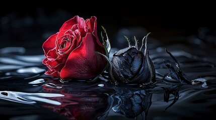Dual roses a symbol of love and loss nature’s artistry dark reflections emotional imagery