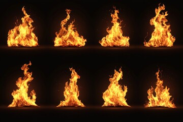 Fototapeta premium Flames dancing in varied forms against a dark background, showcasing the beauty and movement of fire