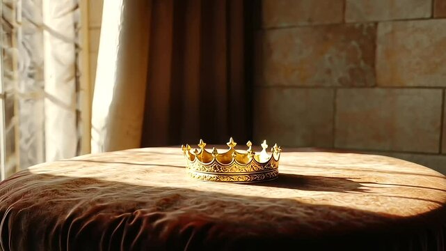 Rusty Crown on Velvet Cushion Symbolizing Corruption