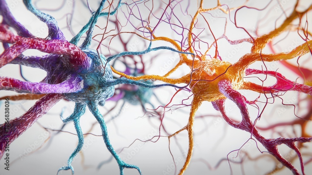 Leinwandbilder neural network activity visualization scientific research lab 3d animation microenvironment close-up