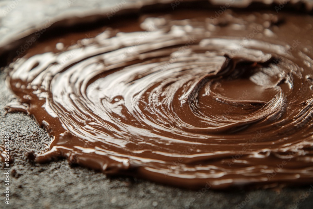 Poster smooth chocolate spread being prepared on a metal surface at a culinary workshop