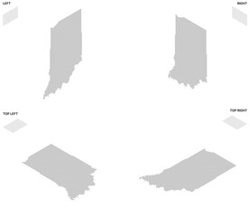 Isometric Dot Map of Indiana with Transparent Background
