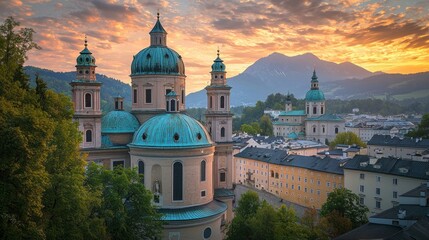 Salzburg Cathedral Sunrise Panorama